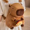Kawaii Creative Animal Capybara Plush Backpack Doll Bow Food Fries Burger Flower Soft Plush Shoulder Bag Birthday Gift
