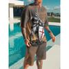 Fashion Casual Vacation Summer Men's Suit Skull 3D Printed Sportswear Short-sleeved Suit Oversized Round Neck T-shirt Shorts 2-piece