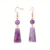 Natural Stone Pendent Drop Earring Trapezoid Shape Long Dangle Earring LapisLazuli AmethystStone Bead Eardrop JewelryGift 1 Pair