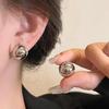 European Style Punk Fashion Geometric Gold Color Half Metal Big Ball Round Stud Earrings for Women Girls Party Accessories