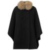 Sancai 100% Wool Double-Faced Mid-Length Coat with Raccoon Fur Collar