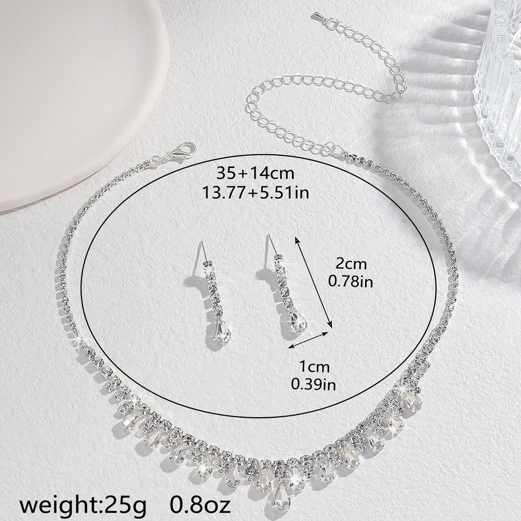 Necklace and Earrings Two-piece Set Blue Elegance Clavicle Chain Wedding Clothing Accessories
