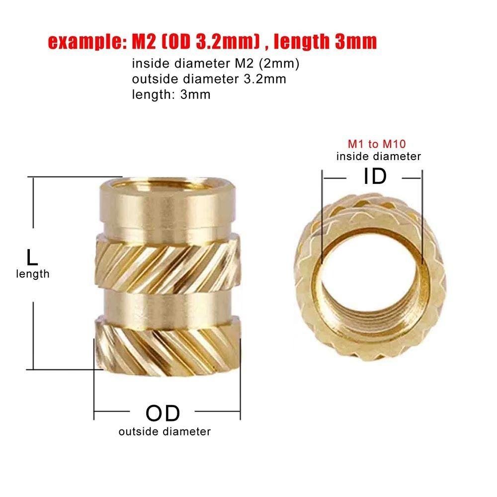 50Pcs Double Twill Embedment Nuts Knurled Thread 3D Printer Accossory New Brass Insert Nut