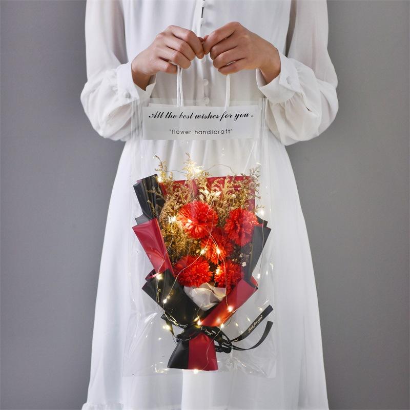 

2025 Светодиодный букет цветов Ручной работы Вязаный букет с гирляндой для Рождества, Дня святого Валентина, в подарок