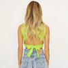 Kvinnor sommar ärmlös rygglös enfärgad bar midriff väst Crop Top