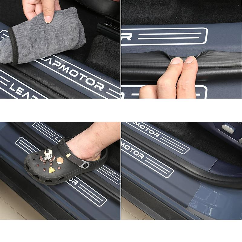 Para Leapmotor B03X A10 2026 Tira Umbral de Cuero Puerta Anti-pisoteo Acolchado de Cuero Suministros de Modificación de Automóviles