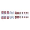 24Pcs Short Duckbill Press On Nails, Blue French Y2K Fake Nails with Star Rhinestones Decor
