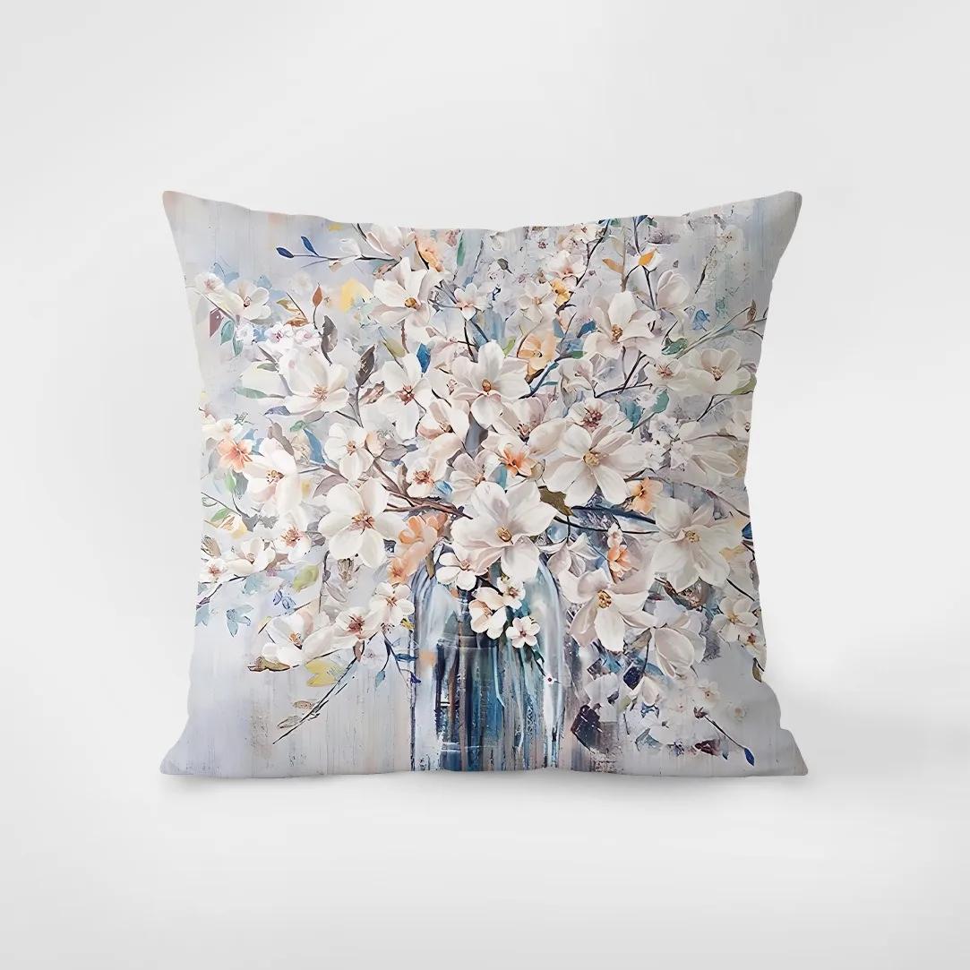 Ваза в стиле масляной живописи, декоративные наволочки для спальни, гостиной, квадратная подушка, наволочка, наволочка для подушки 45*45 45x45cm