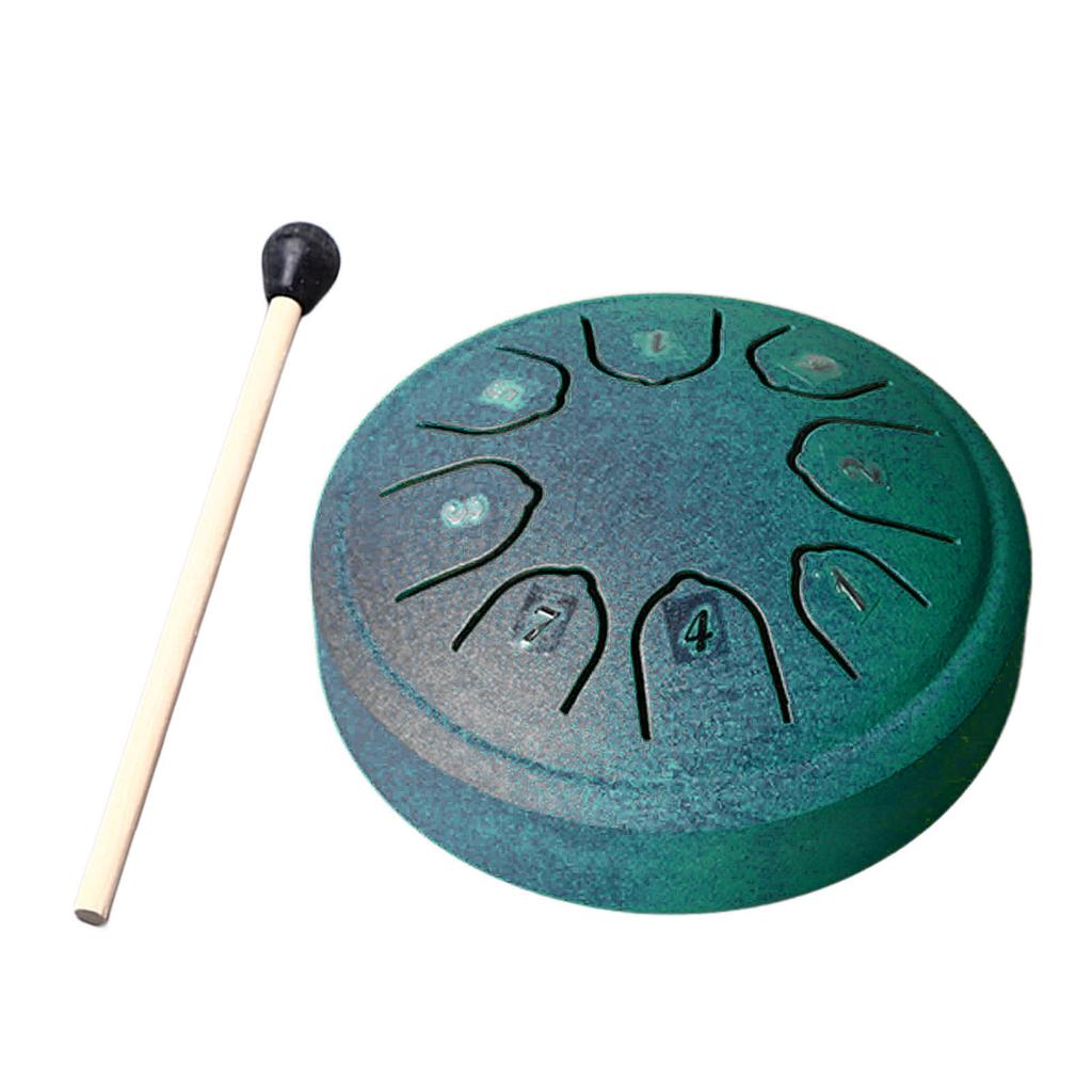 Tongue Drum 4.5 Inch 8 Tone C Key Carbon Steel Mini Tongue Drum for Adult Children Beginner Green