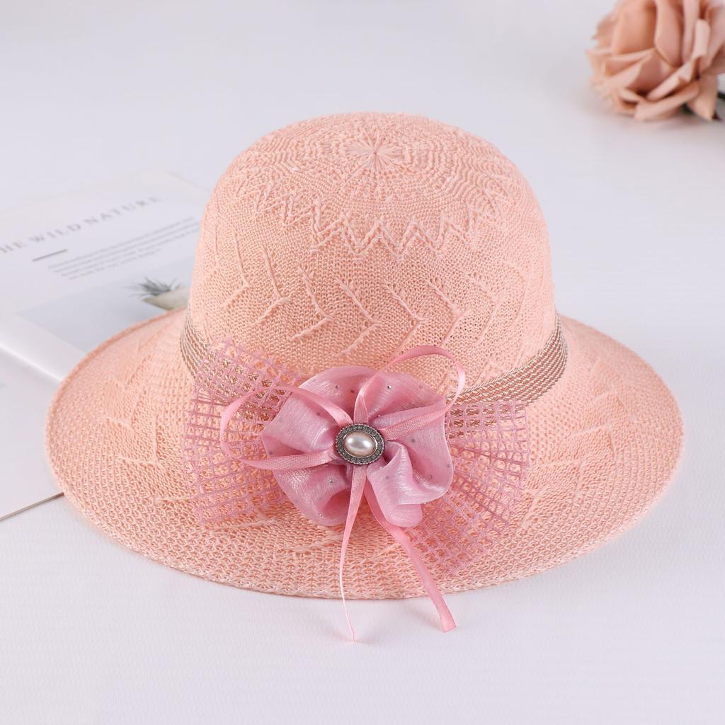 Summer New Women's Knitted Sun Hat Sunshade Hat Breathable Travel Flower Mom Fisherman Hat
