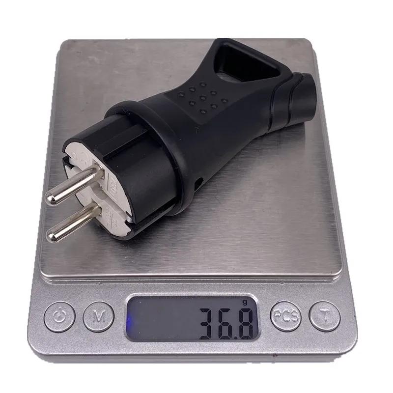 EU Gumová Vodotěsná Zásuvka Zástrčka Elektrický Uzemněný Evropský Konektor s Krytem IP54 pro DIY Napájecí Kabel 16A 250V