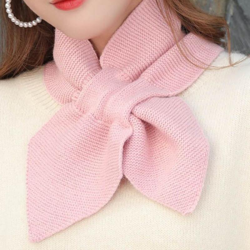 Autumn Winter Scarf Soft Neck Scarf Girls Knitted Sweater Bowtie Women Casual Cross Fishtail Scarf Straps Ladies Shawl