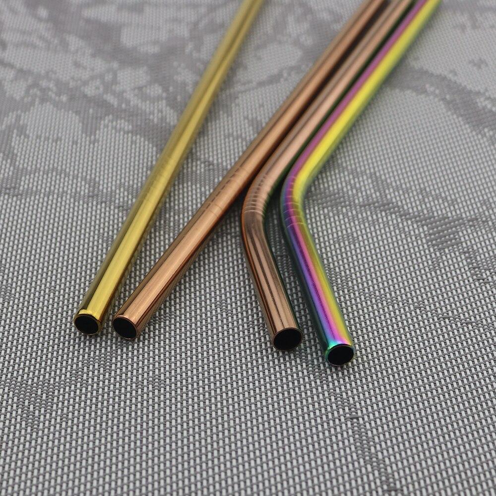 8pcs Multicolor Metal Straws High Quality Stainless Steel Straw Eco Friendly Reusable Straw Party Accessory Dishwasher Safe