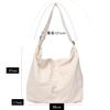 Annlaite Canvas Tote Bag for Men and Women, Shoulder Bag, Large Capacity, A4 Size, Stylish, Perfect for Commuting, 2-3 Days, White and Black, 2137