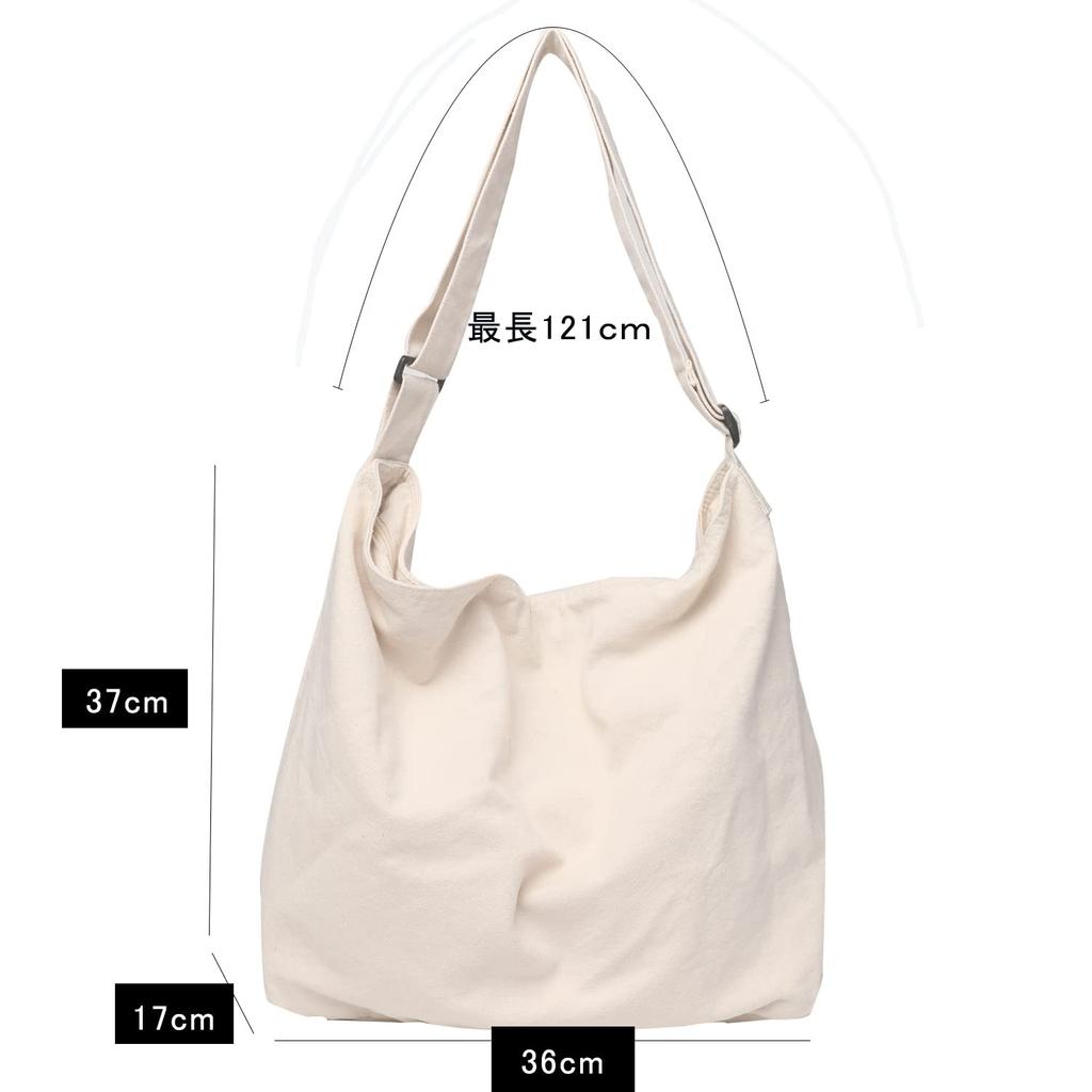Annlaite Canvas Tote Bag for Men and Women, Shoulder Bag, Large Capacity, A4 Size, Stylish, Perfect for Commuting, 2-3 Days, White and Black, 2137