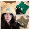 Women Winter Crochet Hat Cats Ear Knitted Hat for Girl Skiing Cycling Warm Winter Snow Hat for Christmas Present