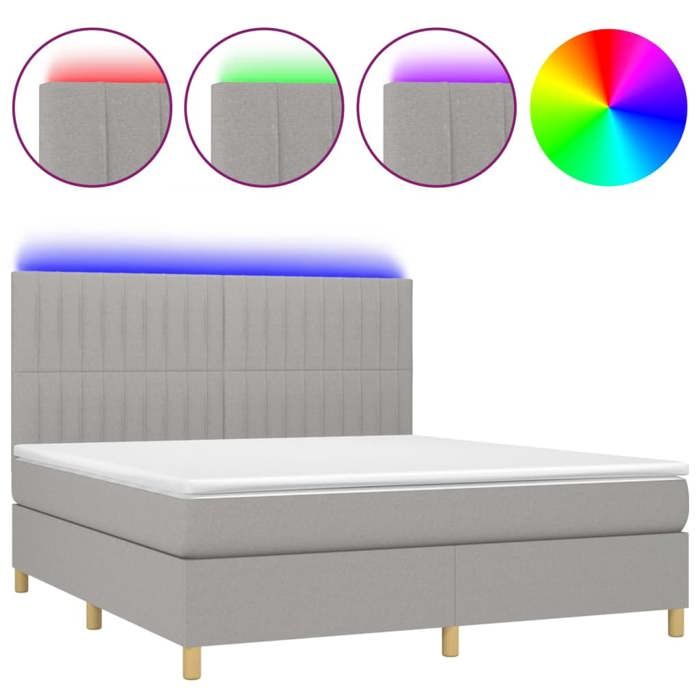 VidaXL Slat Bed Base with Mattress and LED, Upholstered Bed, Double Bed, Adult Bedroom Interior Bed, 3135605