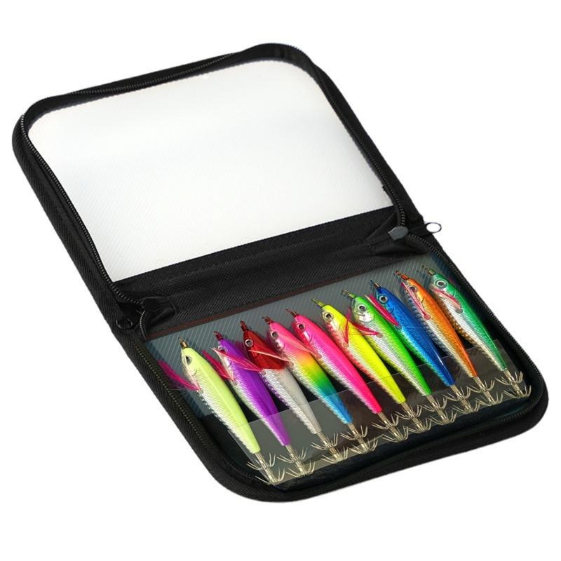 10Pcs Luminously Squid Jigs Hook Fishing Lures Baits Hard Artificial Shrimp Baits with Hook Hard Night Fishing Baits