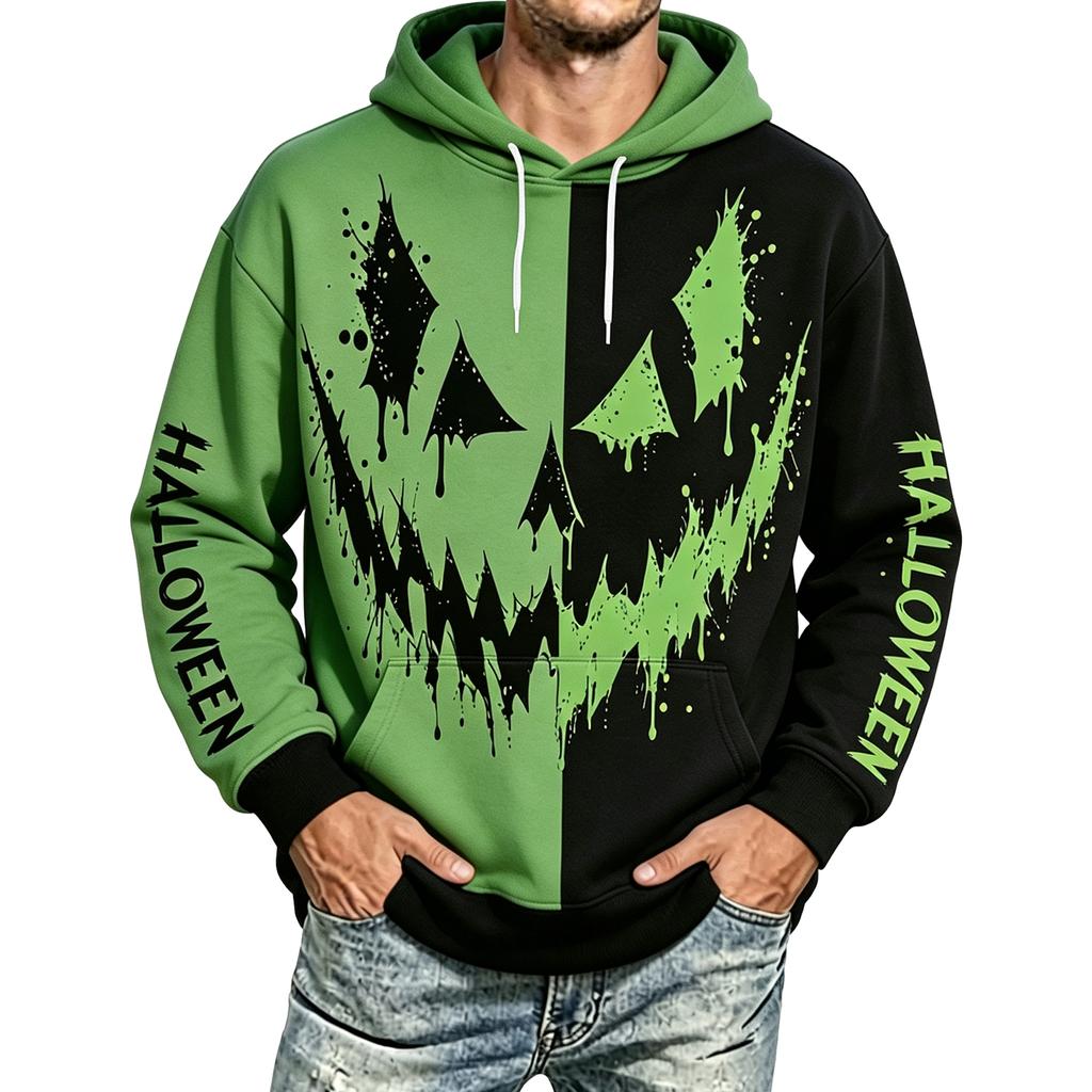 Men's Halloween Hoodie with Pockets Casual Sporty Comfortable Pullover Sweatshirt