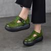 Johnature Genuine Leather Round Toe Thick Soled Women's Shoes Retro Versatile Breathable Hollow-out Platform Sandals