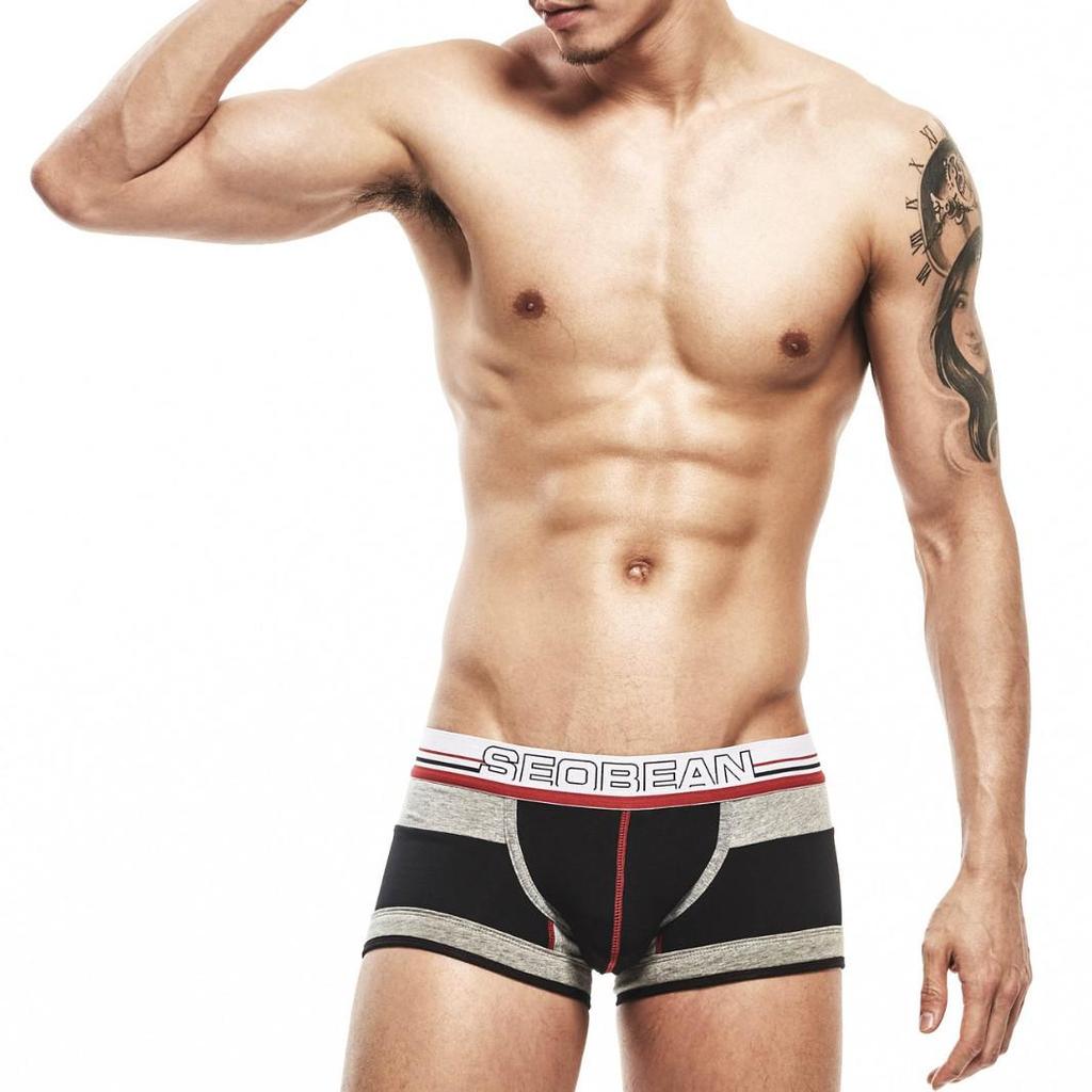 Xibin Men's Youth Low-Rise Cotton Boxer Briefs - Sexy, Breathable, Fashionable Summer Underwear with U-Pouch Design.