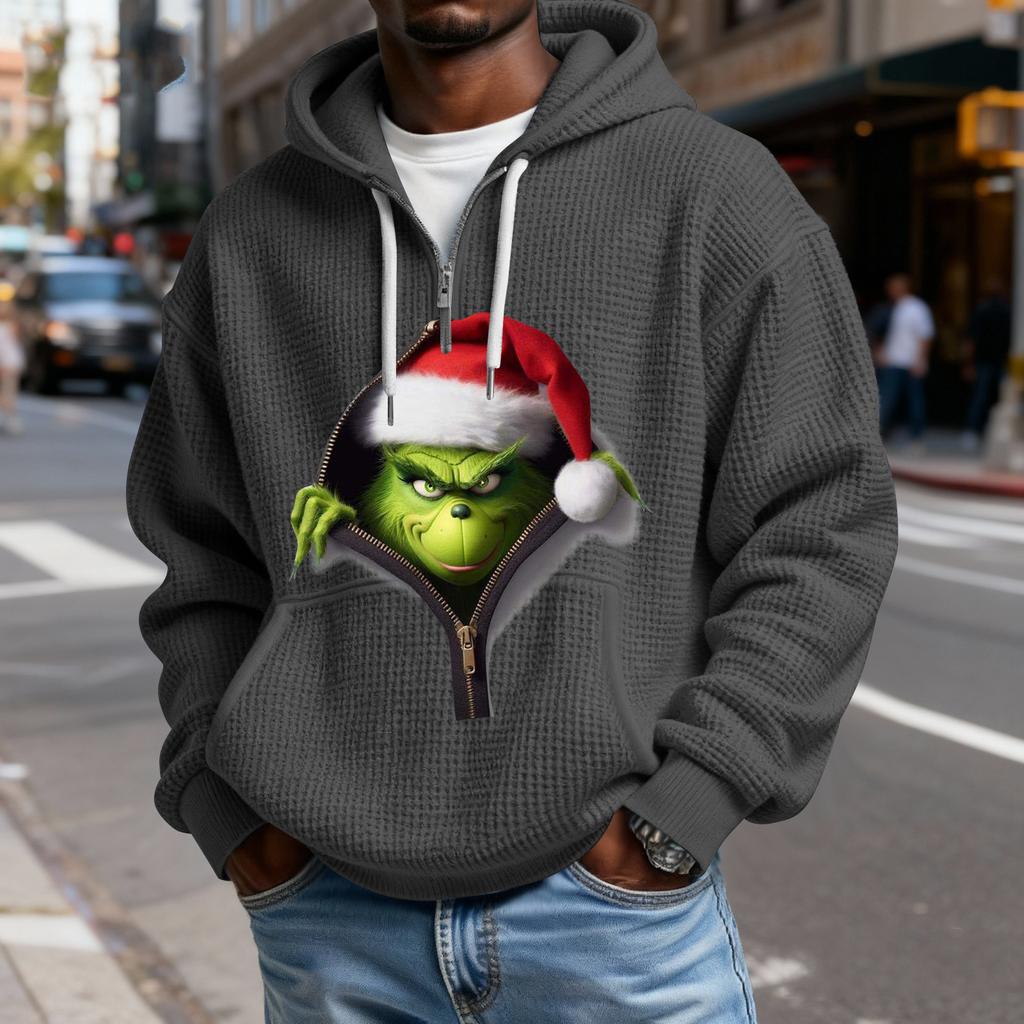 Mokaloha Men's Casual Solid Color  Zipper Long Sleeve Hooded Sweatshirt, Everyday Zipper Casual Long Sleeve T-Shirt