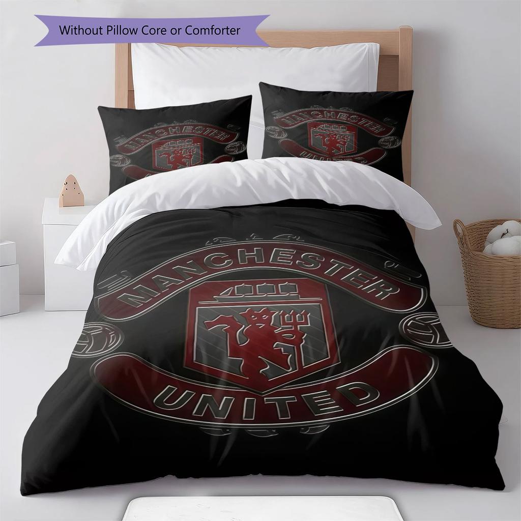 Cool MUFC Prints Bedding Quilt Set Quilt Cover Pillowcase Home Decoration Birthday Gift (1 * duvet cover + 2 * pillowcase, without core)