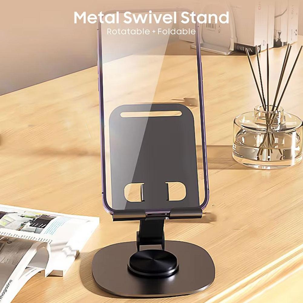 Metal Desktop Tablet Holder Table Cell Foldable Extend Support Desk Mobile Phone Holder Stand For IPhone 360 Degrees Rotatable