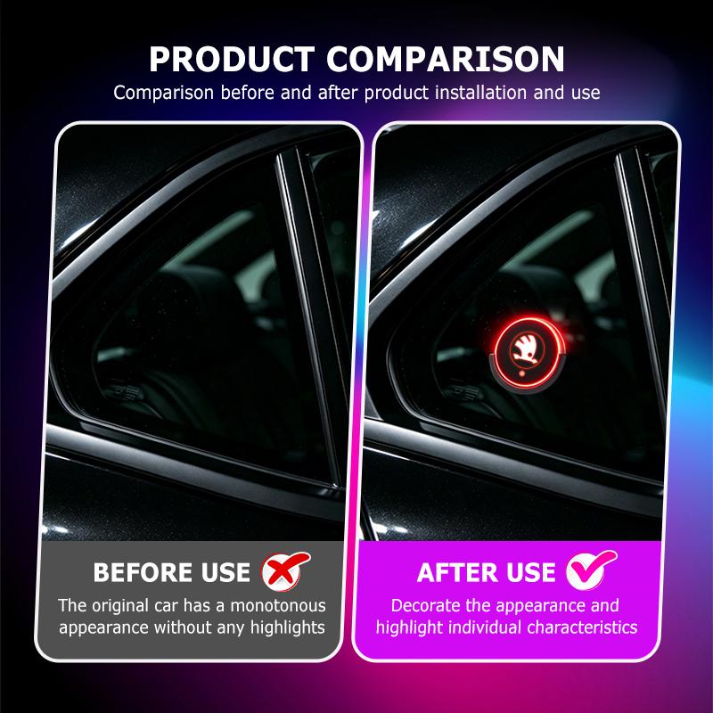 For Skoda Self-adhesive Car Window Induction Lamp 7 Colorful Luminous Kamiq MK3 Roomster Rapid Kodiaq Karoq Fabia Enyaq CB4