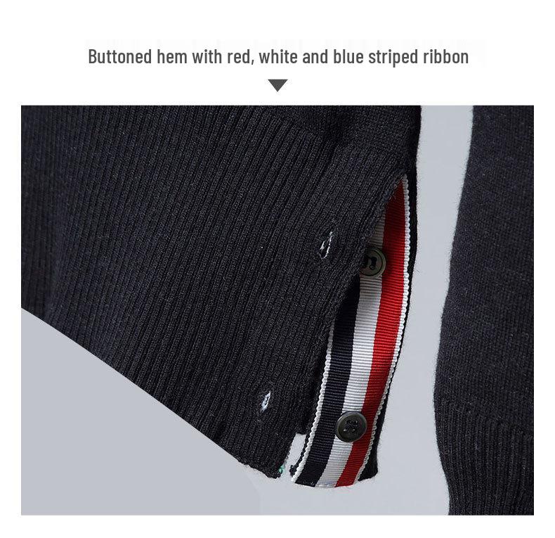 TB BROWIN High-Neck Sweater: Unisex Wool, Four-Bar, British Style