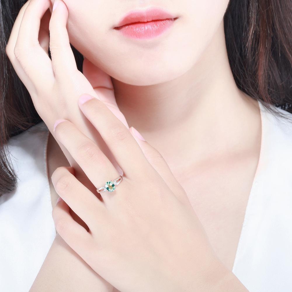 Cincin Turquoise Alami Nyata 925 Perak Murni Cincin Jantung Batu Emstone untuk Wanita Pernikahan Perhiasan Pertunangan Janji Cantik