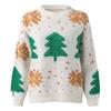 2025 Women's Embroidered Christmas Sweater - European & American Style Crew Neck Pullover with Snowflake and Tree Design