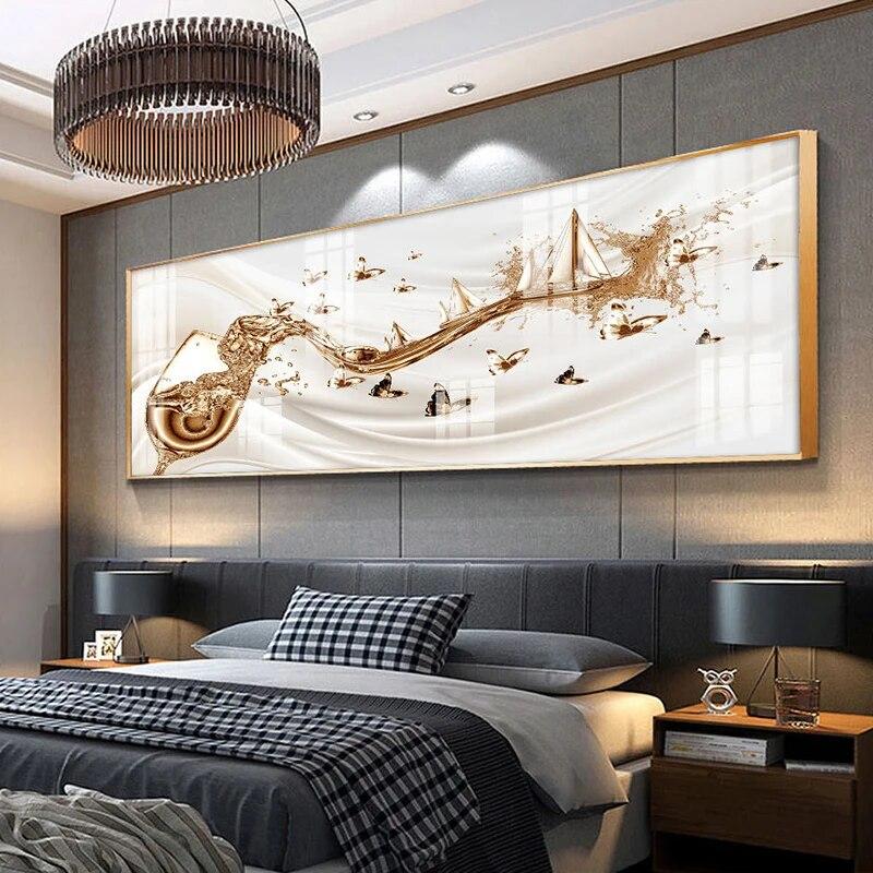 Moderne Luxus Leinwand Malerei Wein Glas Segelboot Dekorative Gemälde Wand Kunst Chinesische Goldene Wohnzimmer Schlafzimmer Decor Cuadros