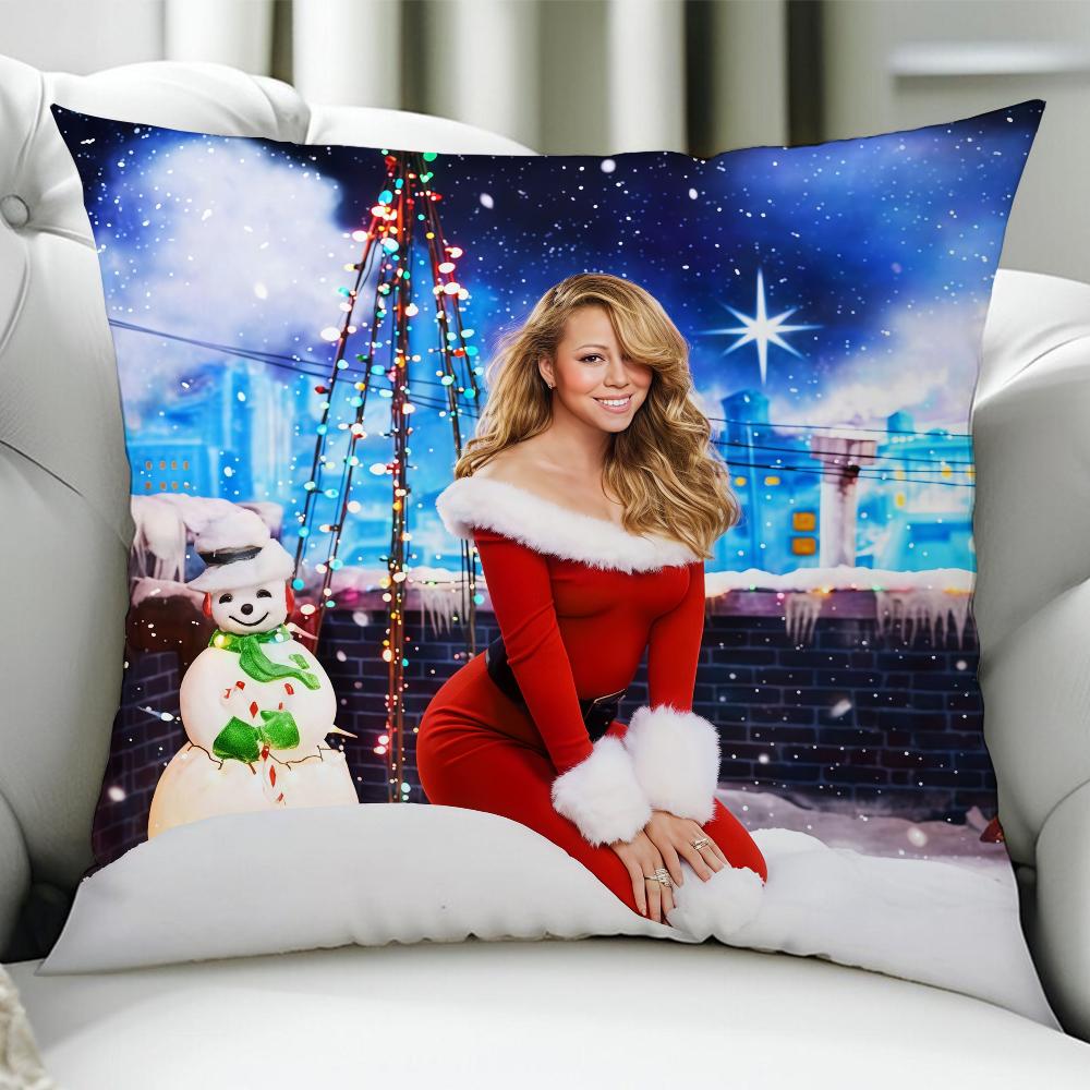 Singer MMariah CCarey Merry Christmas cushion cover Birthday Anniversary Gifts Double Sided Printed Zipper Cushion Cover