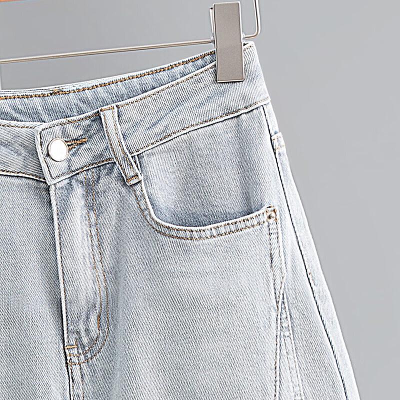 Women's Loose Fit Washed Curved-Leg Jeans