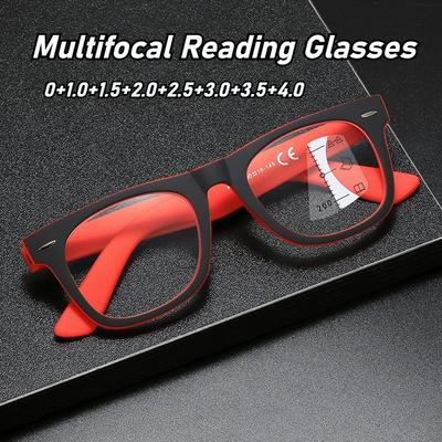 Men Women Progressive Multifocal Reading Glasses Unisex Near Far Anti-Blue Light Diopter Prescription Eyewear With 0 To +4.0