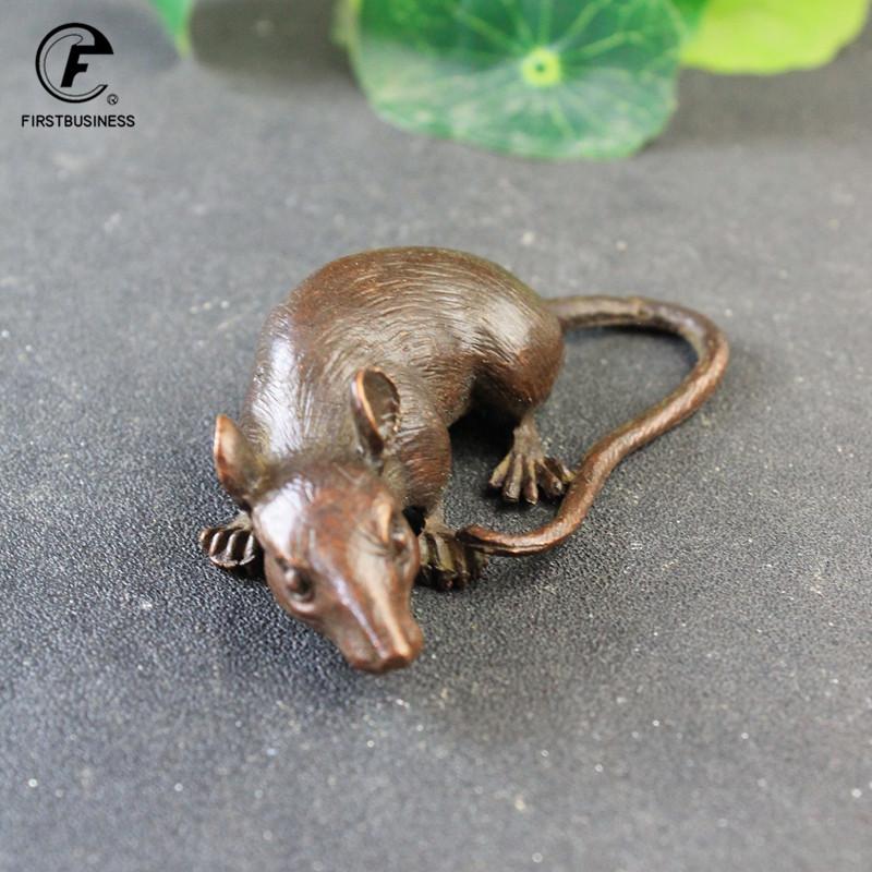 Heavy Brass BIG Rat Mouse Figurines Animal Statue Home Desktop Ornament Office Decor Fish Tank Accessories Artificial Landscape