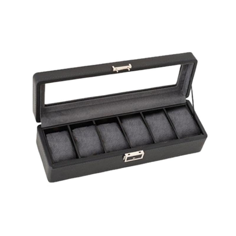 Elegante Uhrenaufbewahrungsbox mit stilvollen Fächern, Mikrofaser-Auskleidung und abschließbarem Deckel für eine sichere Präsentationslösung