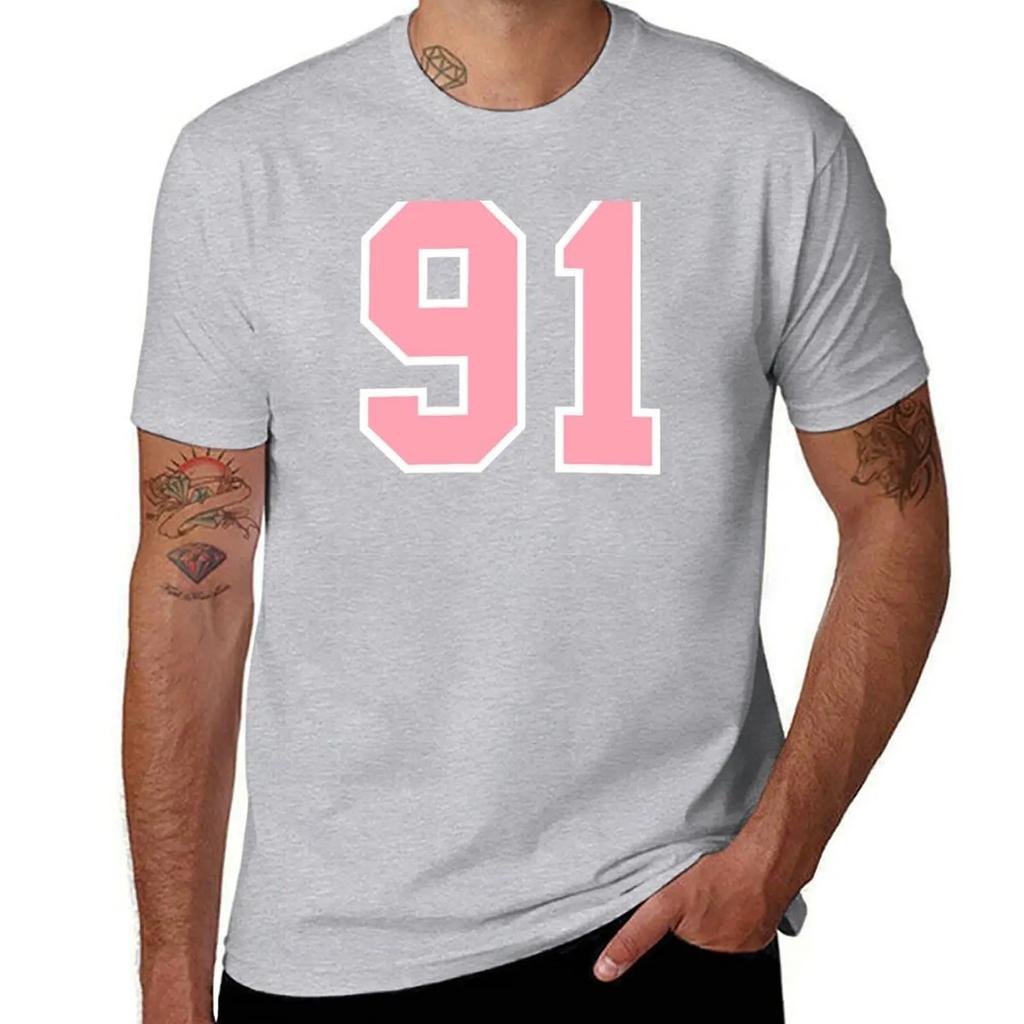 Pinky 91 Number Ninety-one Girls Jersey T-Shirt for a Boy Vintage Graphic Tee Clothing for Men