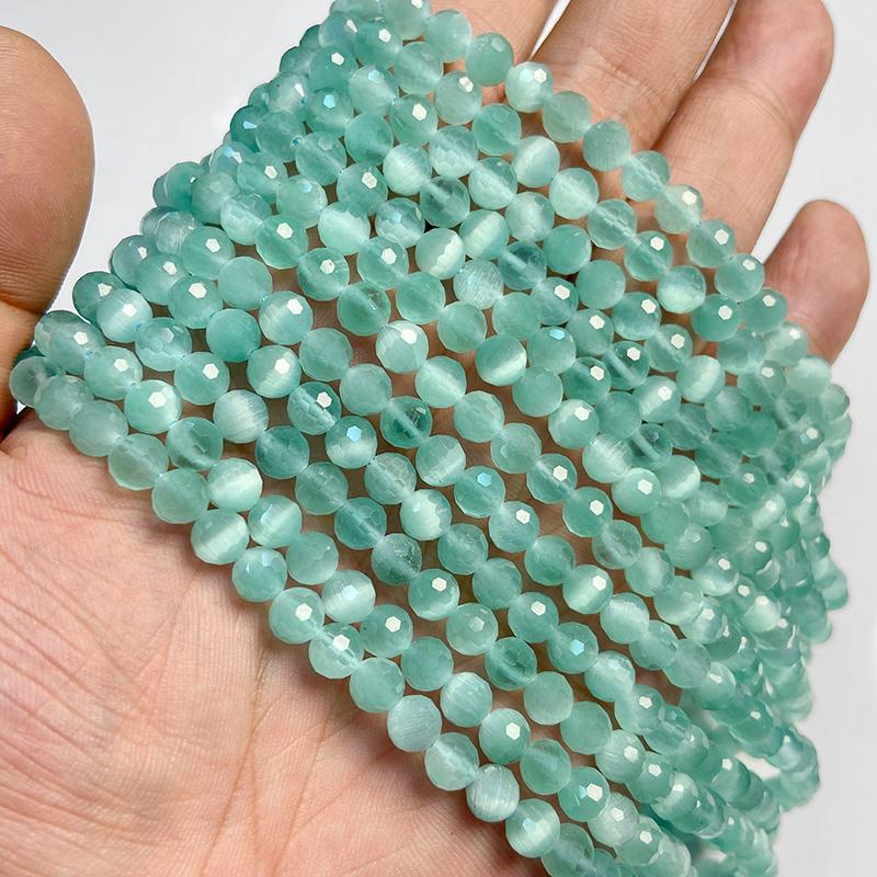 6MM Faceted Round Spacer Gem Stone Beads Loose Crystal Quartz Jaspers Bead For Beadwork Jewelry Making Women Bracelet Necklace