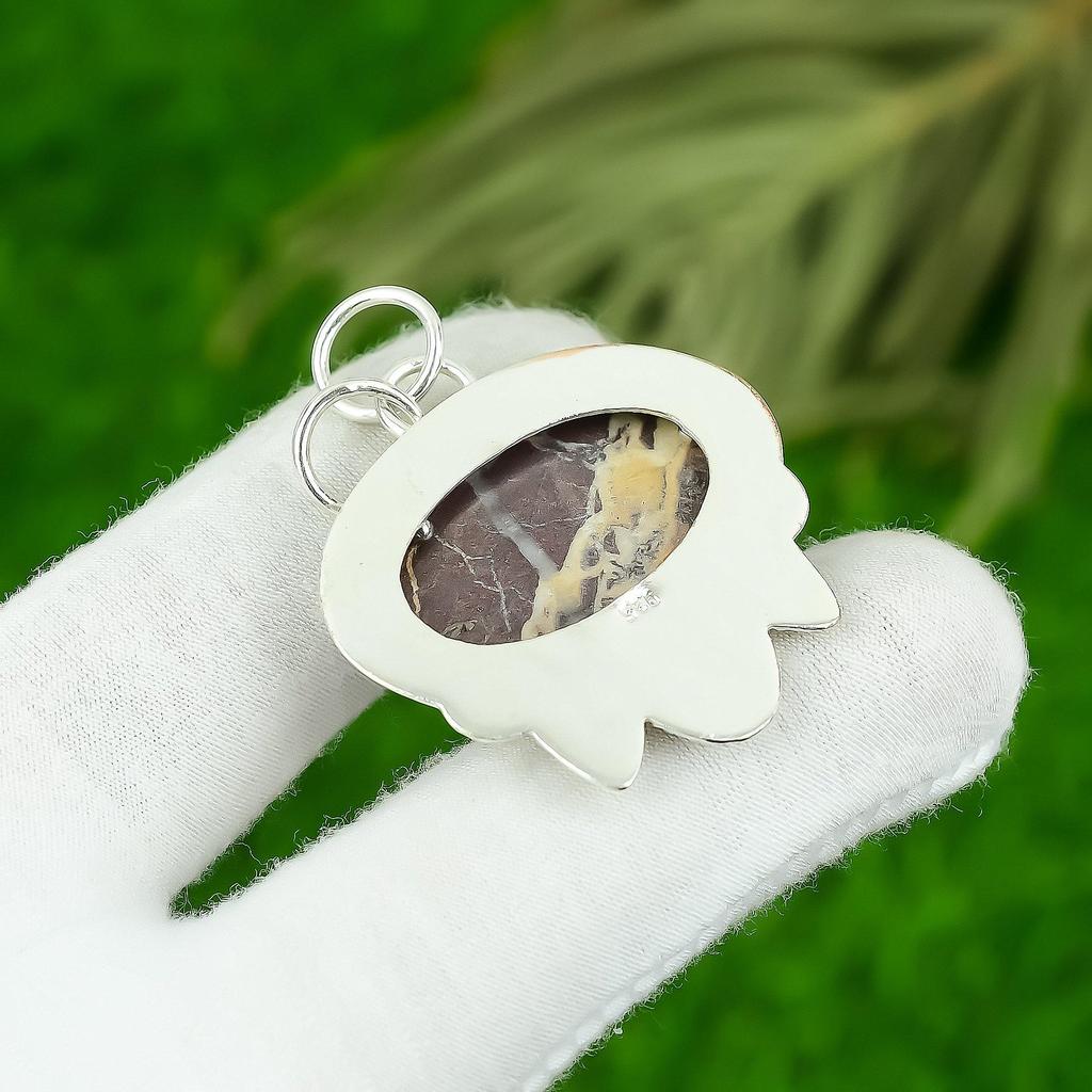 Oval Coconut Jasper Gemstone 925 Sterling Silver Sister Boho New Pendant Jewelry