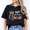 Привет 50 Смешная Женская Футболка Женская Пятьдесят Футболка 50-я Вечеринка по случаю Дня Рождения Королева Футболки Любовь Сердце Графический Принт Топы Повседневная Одежда