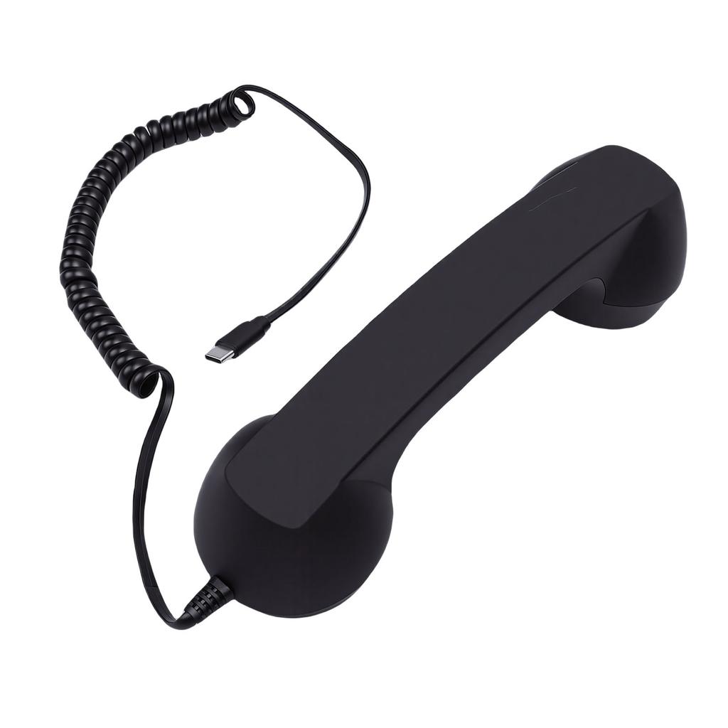 Retro Phone Handset Type C Wired Telephone Handset Handheld Receiver with Mic and Speaker for Conference Call