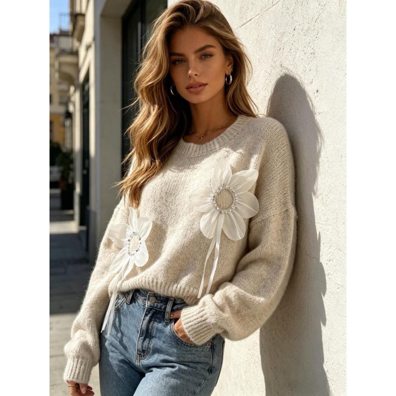 Women S Loose Knit Pullover Sweater In European American Style