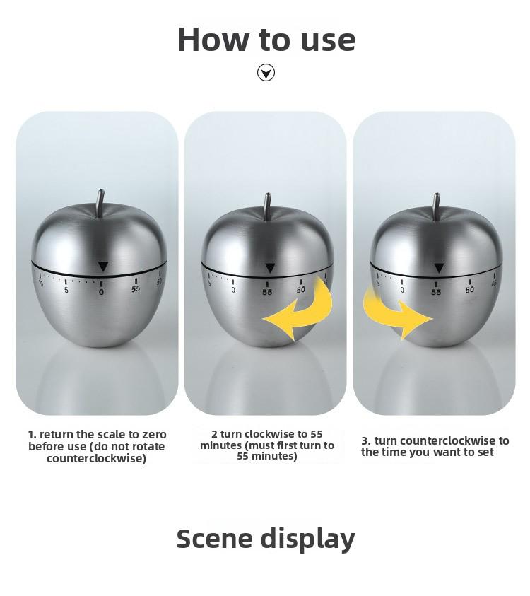 60 Minute Egg Shaped Mechanical Kitchen Timer for Baking Cooking Students Study Creative Countdown Alarm