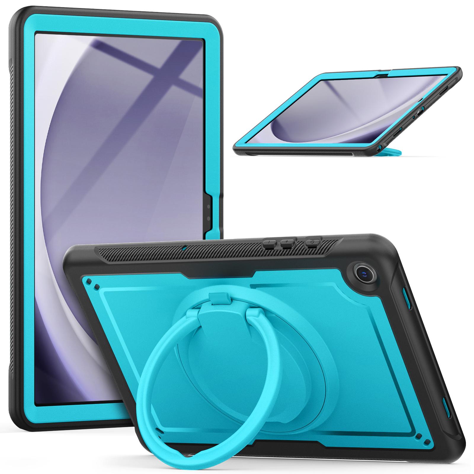 

For Samsung Galaxy Tab A9+ SM-X210/X216/X218 Case Kickstand PC+TPU Tablet Cover with Strap,Pencil Holder Baby Blue