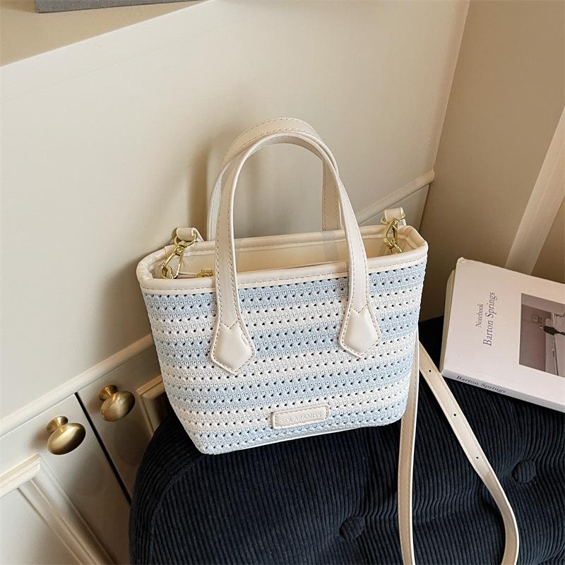 Summer new fashion versatile tote bag women's simple high-end woven handbag shoulder messenger bag