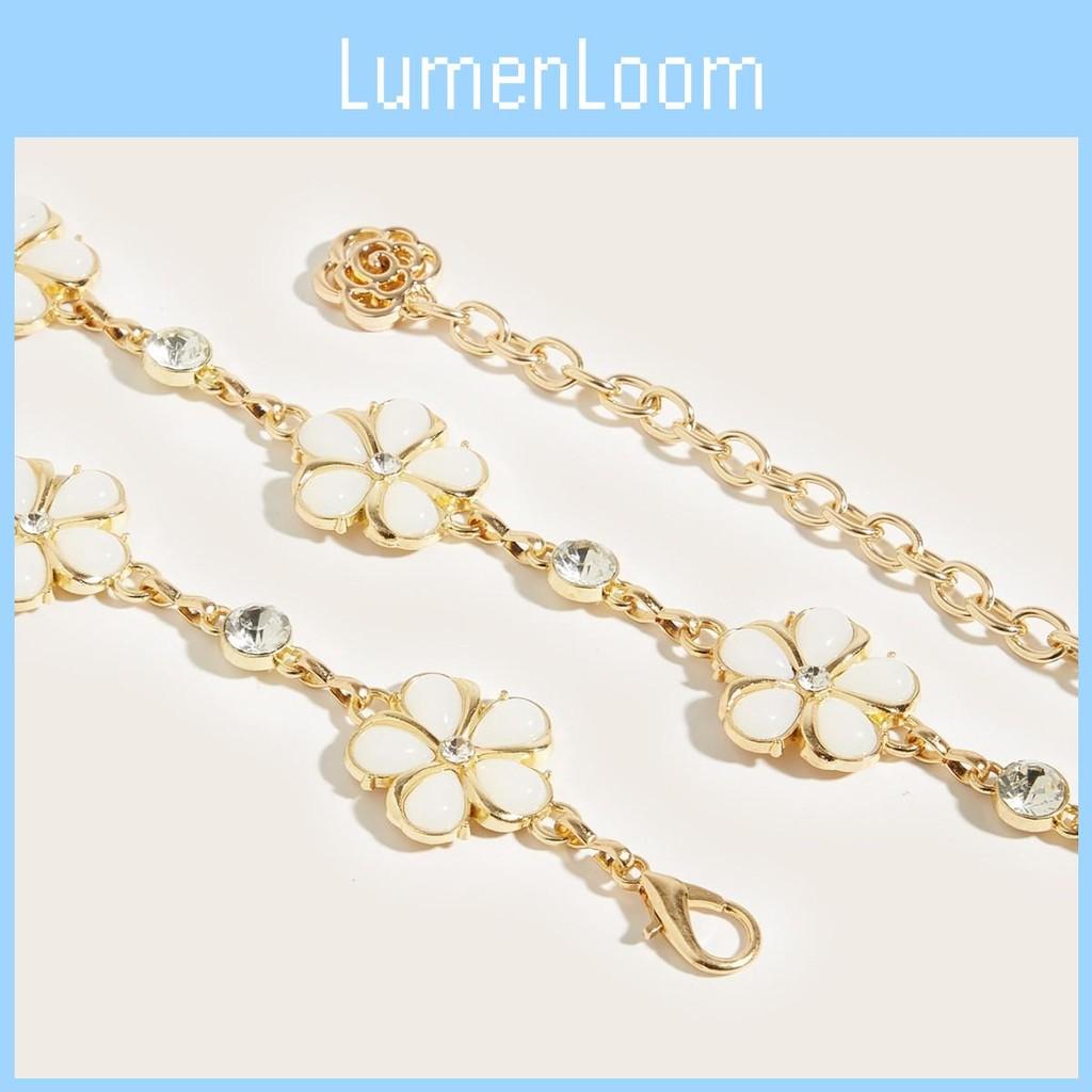 Metal Fashionable Flower Waist Chain With Rhinestone Decoration For Daily