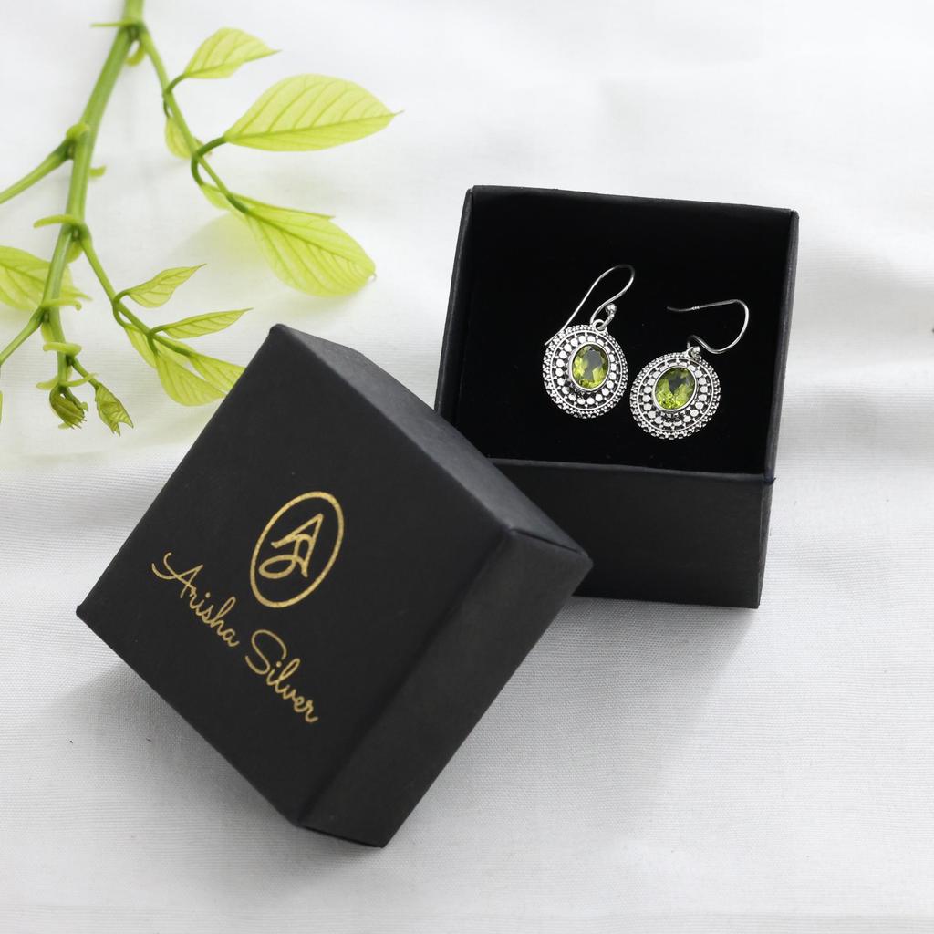 925 Sterling Silver Handmade Jewelry, Peridot Silver Earring, August Birthstone Earring, Gift For Her, Women Jewelry