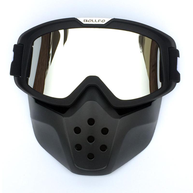 Stock BOLLFO Retro Face Masks Wind Mirrors Off Road Motorcycle Racing Goggles Outdoor Riding Glasses
